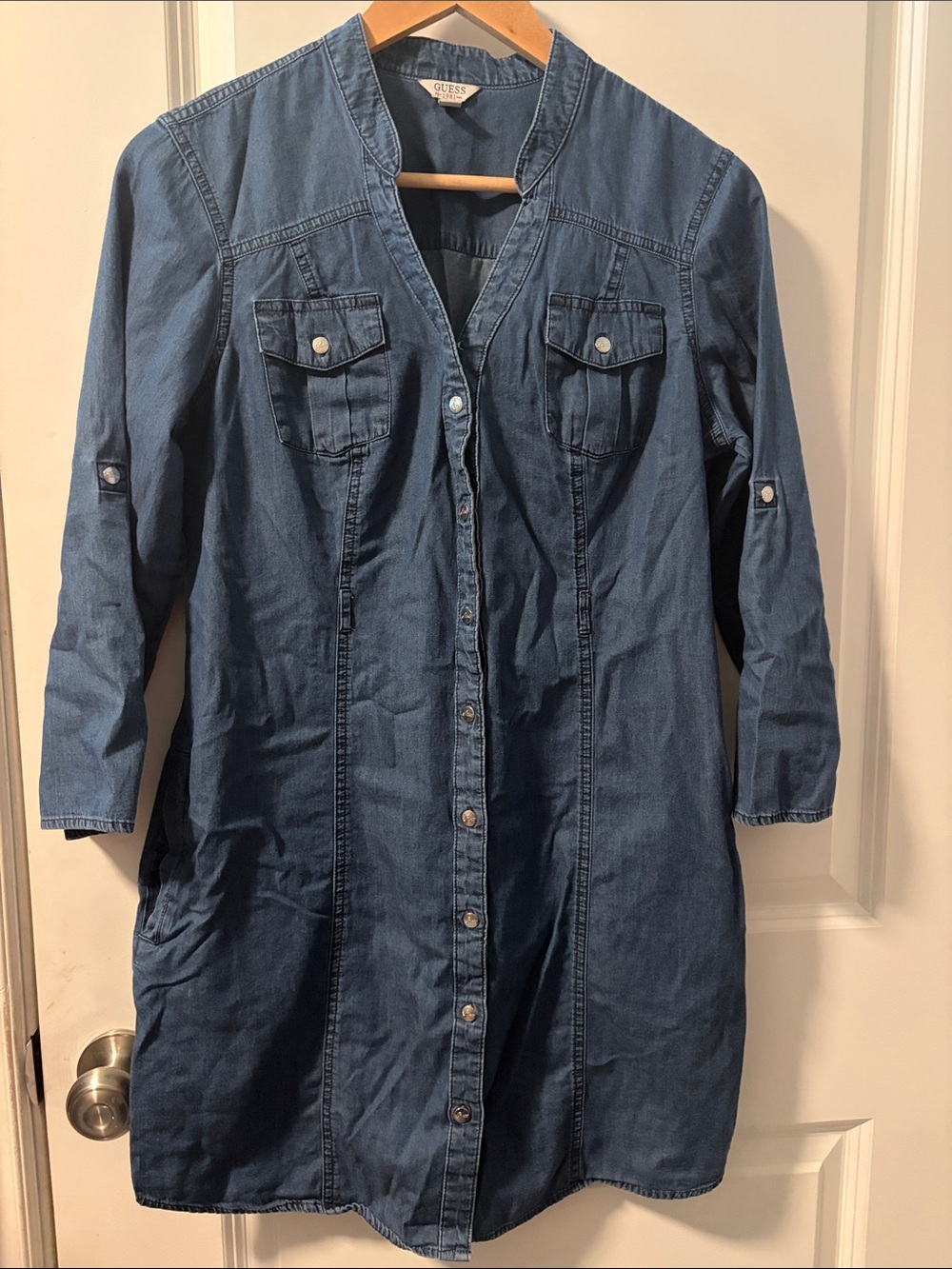 Guess Dark Blue Longline Denim Jacket Dress